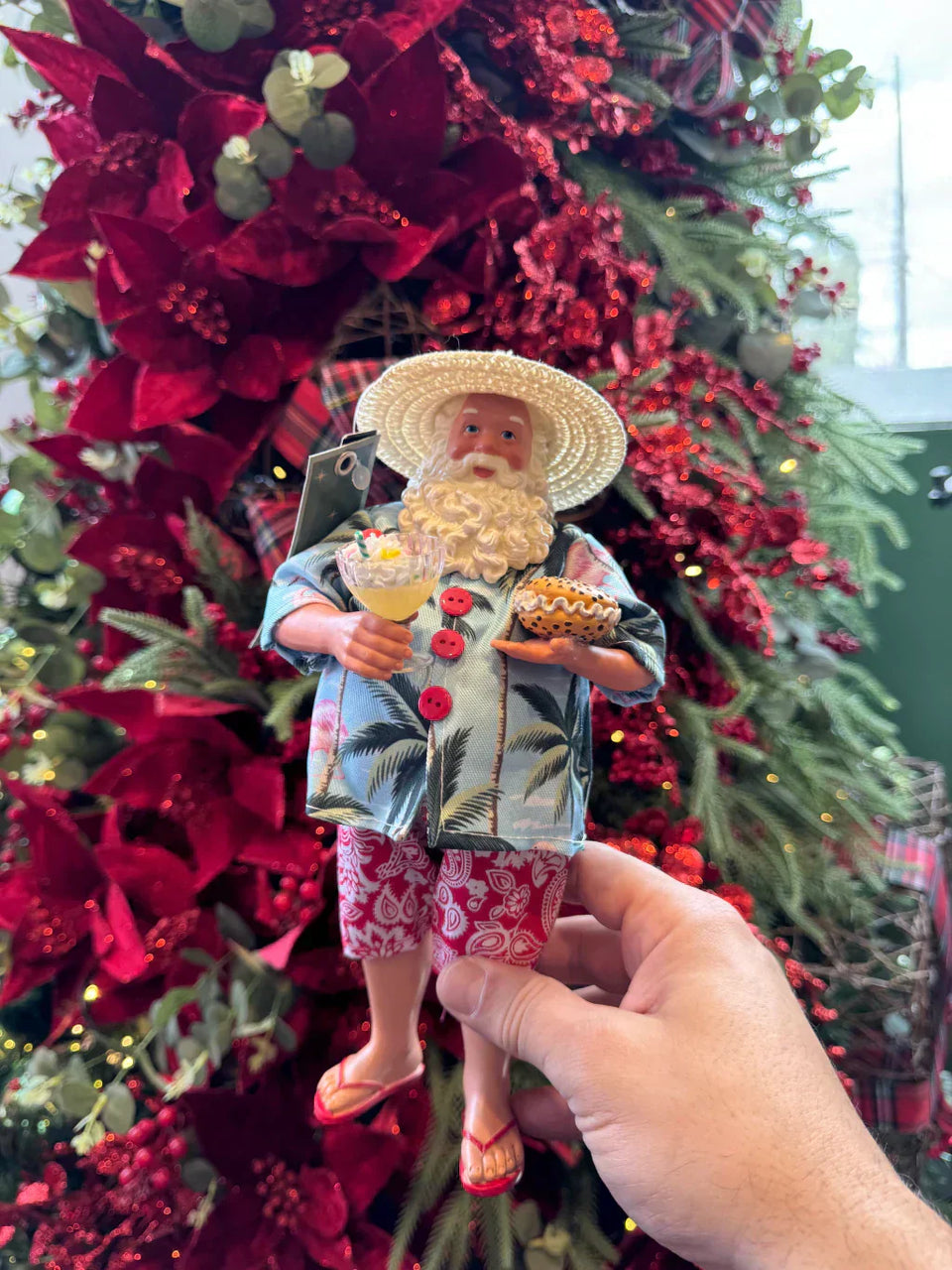 Papai Noel de Praia em Pé 28cm - Pré venda